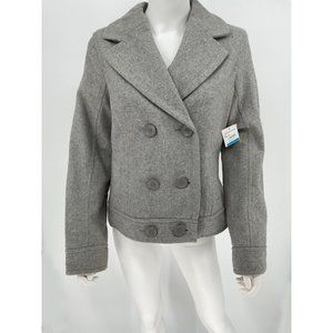 Vtg Heather Gray BP  Women’s Crop Wool Double Breasted Jacket Sz XL